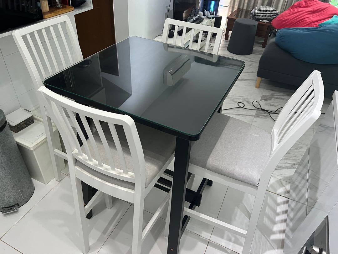 IKEA High Table and 4 Chairs, Furniture & Home Living, Furniture