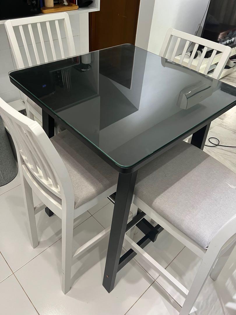 IKEA High Table and 4 Chairs, Furniture & Home Living, Furniture