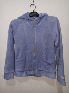 Jacket hoodie soft blue preloved tebal hangat