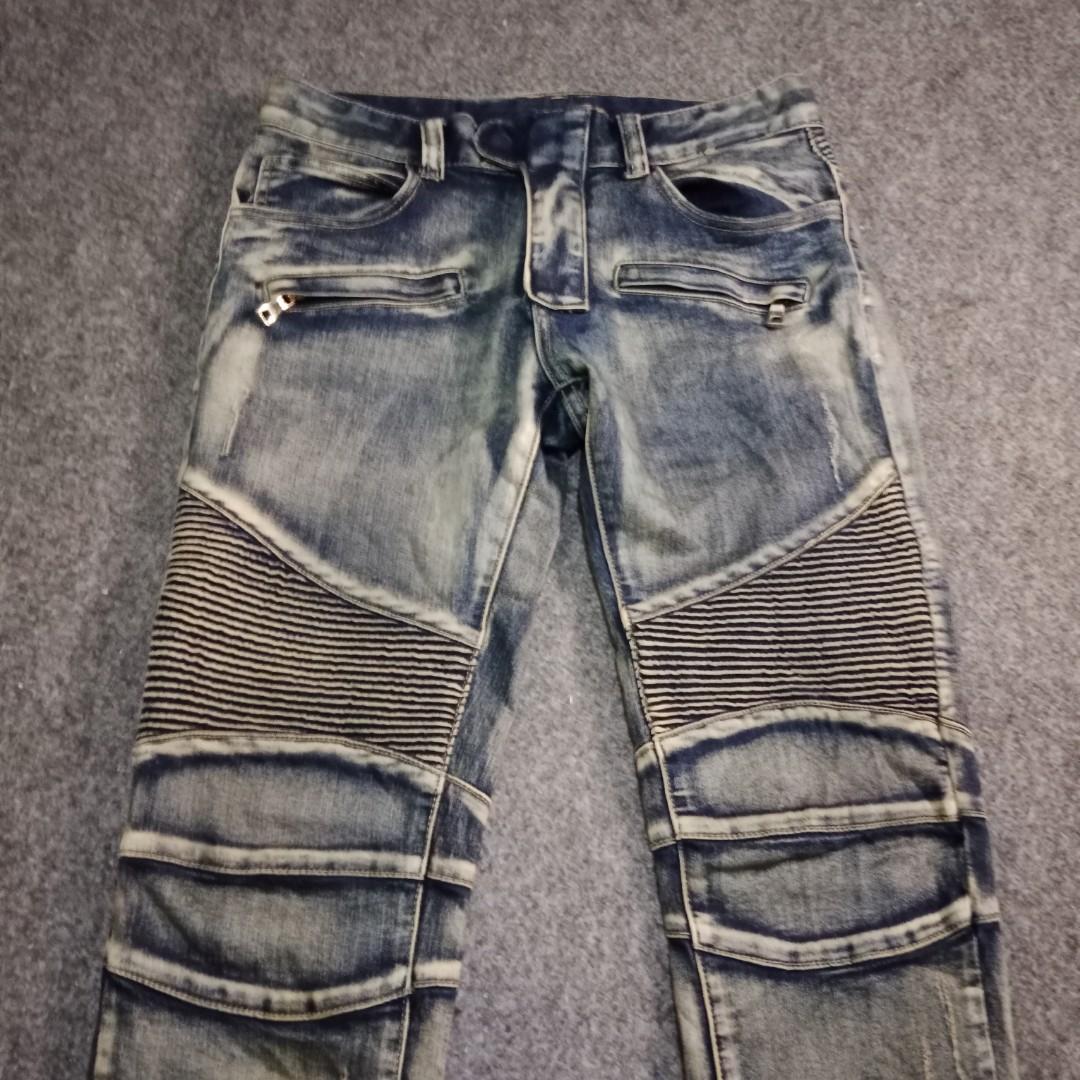 Jeans motor Balmain Paris, Fesyen Pria 