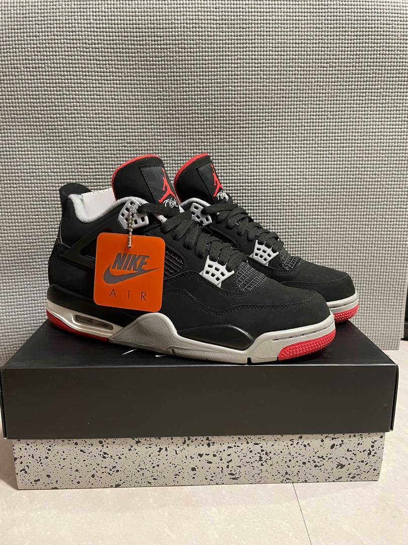 Jordan 4 Bred Sz 10.5 (Category: Sneakers) located in Cainta. Submitted by drren_ (Listing ID 1170653234, Image 1). Description: Jordan 4 Breds (2019) P20,000 negotiable Condition: 8.5-9/10 Issue: minor scratches on ankle area Meet up: Cainta, Antipolo, Marikina area Shipping: paid by buyer (grab, lalamove) MOP: GCash, Bank Transfer (BDO, UnionBank).