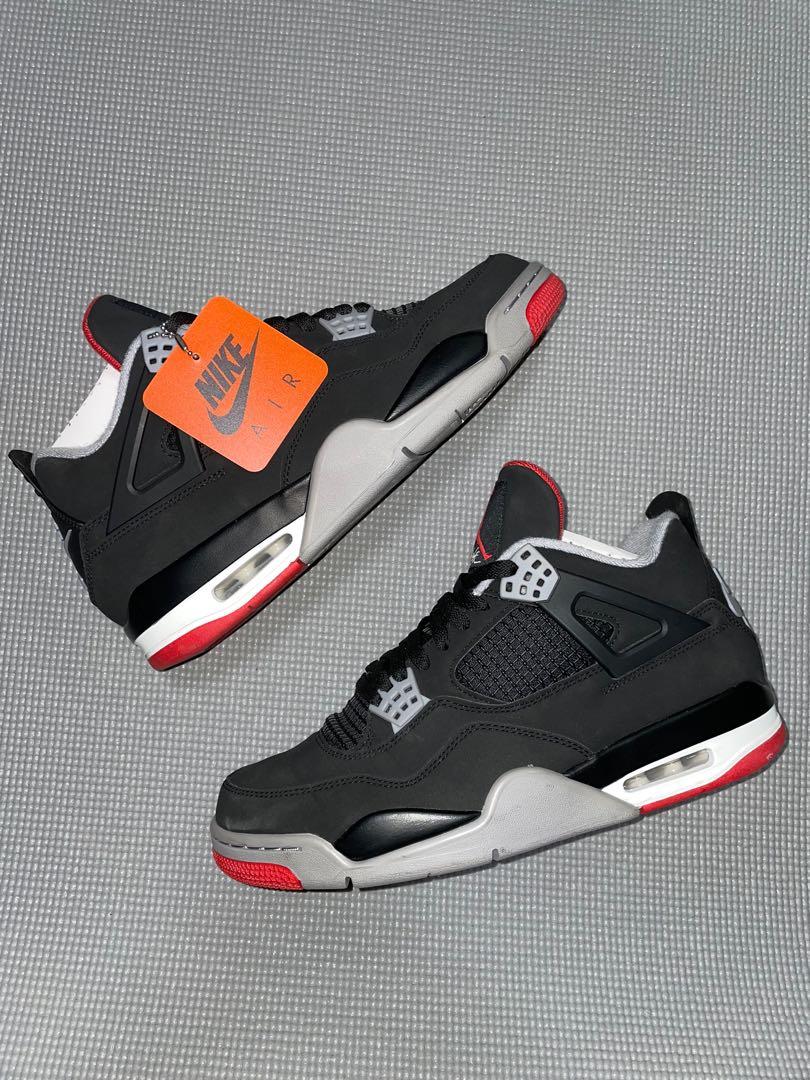 Jordan 4 Bred Sz 10.5 (Category: Sneakers) located in Cainta. Submitted by drren_ (Listing ID 1170653234, Image 2). Description: Jordan 4 Breds (2019) P20,000 negotiable Condition: 8.5-9/10 Issue: minor scratches on ankle area Meet up: Cainta, Antipolo, Marikina area Shipping: paid by buyer (grab, lalamove) MOP: GCash, Bank Transfer (BDO, UnionBank).