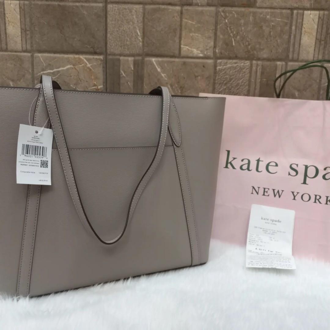Kate Spade New York Cara Large Leather Tote Shoulder Bag (Warm Taupe)