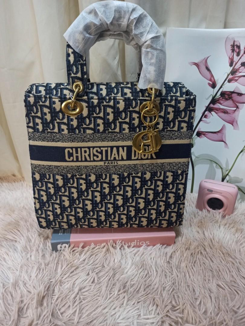 Lady Dior Shoulder Bag Blue Oblique Embroidered Women s Fashion
