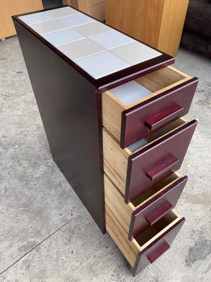 Mini Slim Side Drawer L 9 x W 22 1/2 x H 32 in With tile on top ...