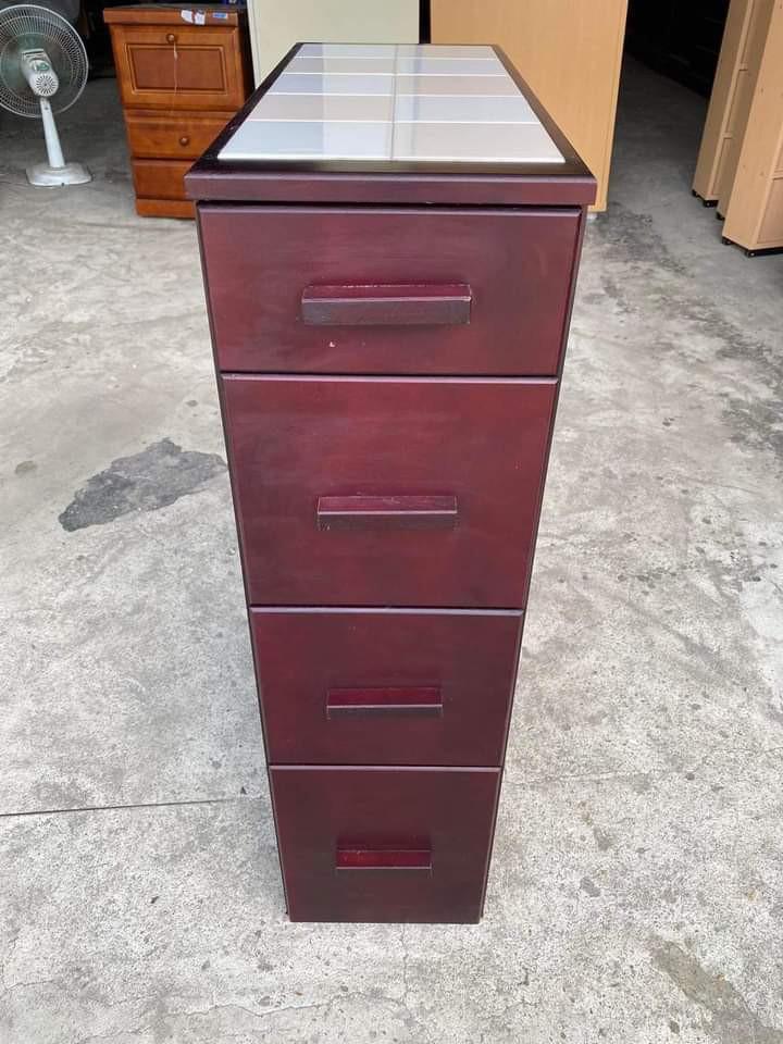 Mini Slim Side Drawer L 9 x W 22 1/2 x H 32 in With tile on top ...