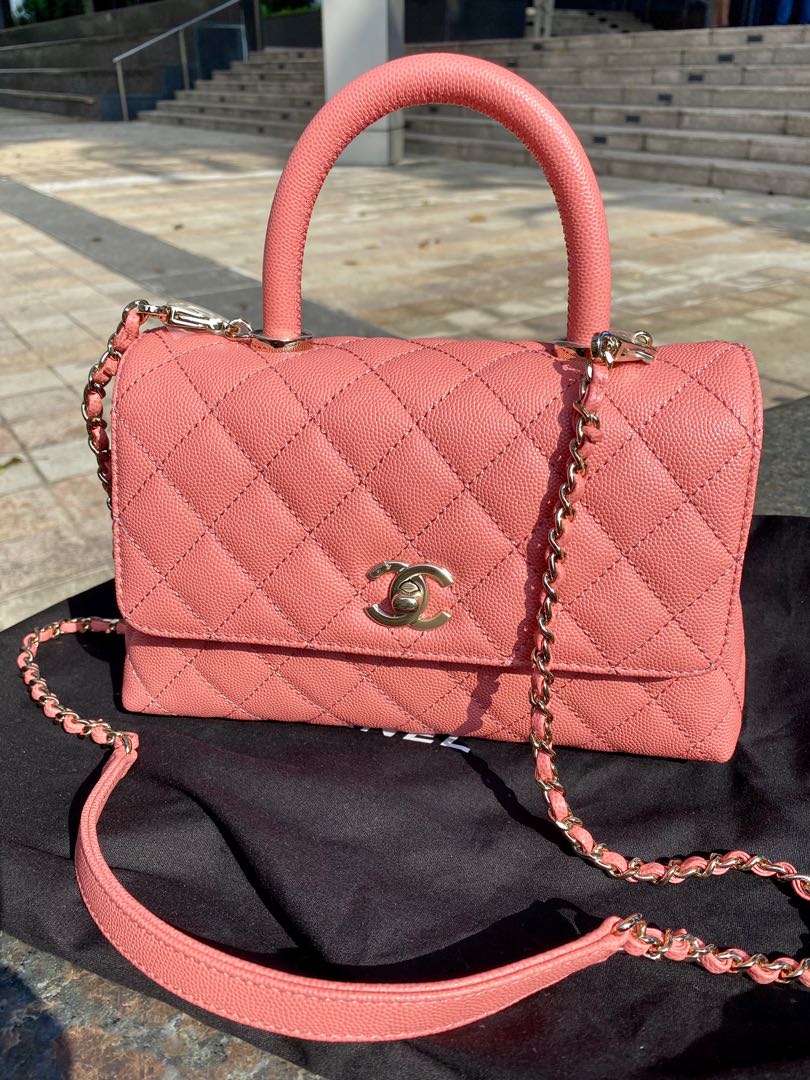 CHANEL Caviar Quilted Mini Coco Chain Handle Flap Pink 1294471