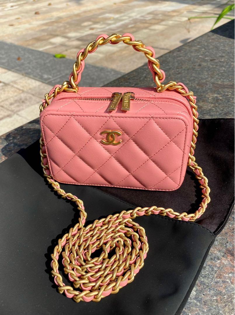 New Chanel 22A Pink Lambskin Vanity Case Top Handle Gold Hardware Mini  rectangular Classic Bag Purse Casette, Women's Fashion, Bags & Wallets,  Cross-body Bags on Carousell