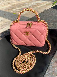 Chanel 21A Mini Wallet On Chain Pink Lambskin Gold Card Shoulder Crossbody  Bag