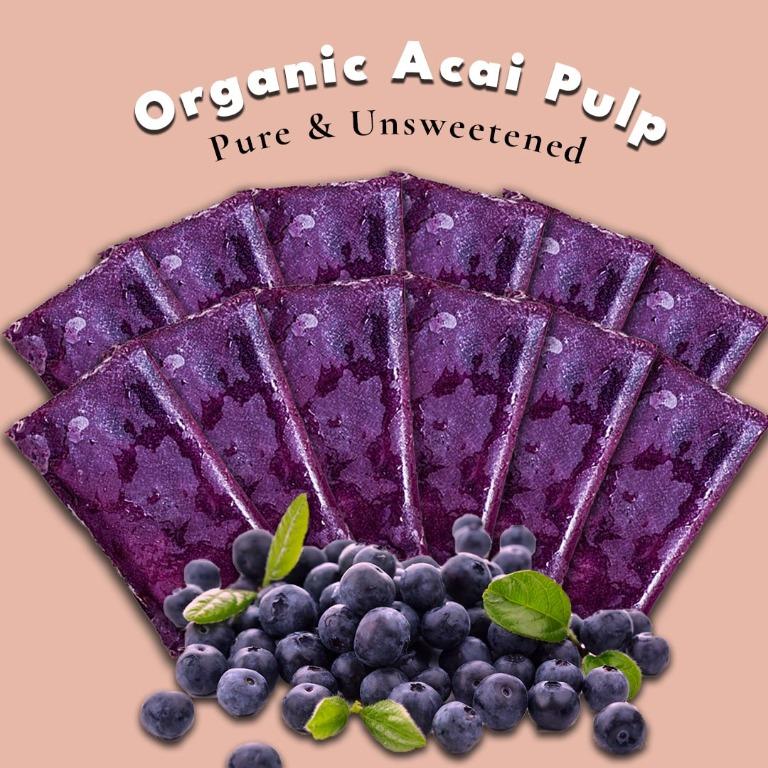 Organic Acai Pulp Pure & Unsweetened (12 x 100g), Food & Drinks