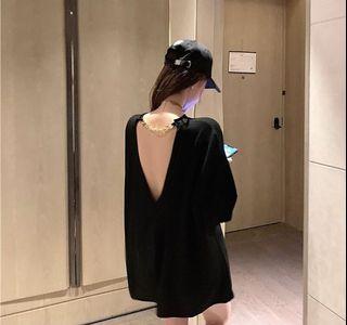 Oversize sexy back tshirt woman