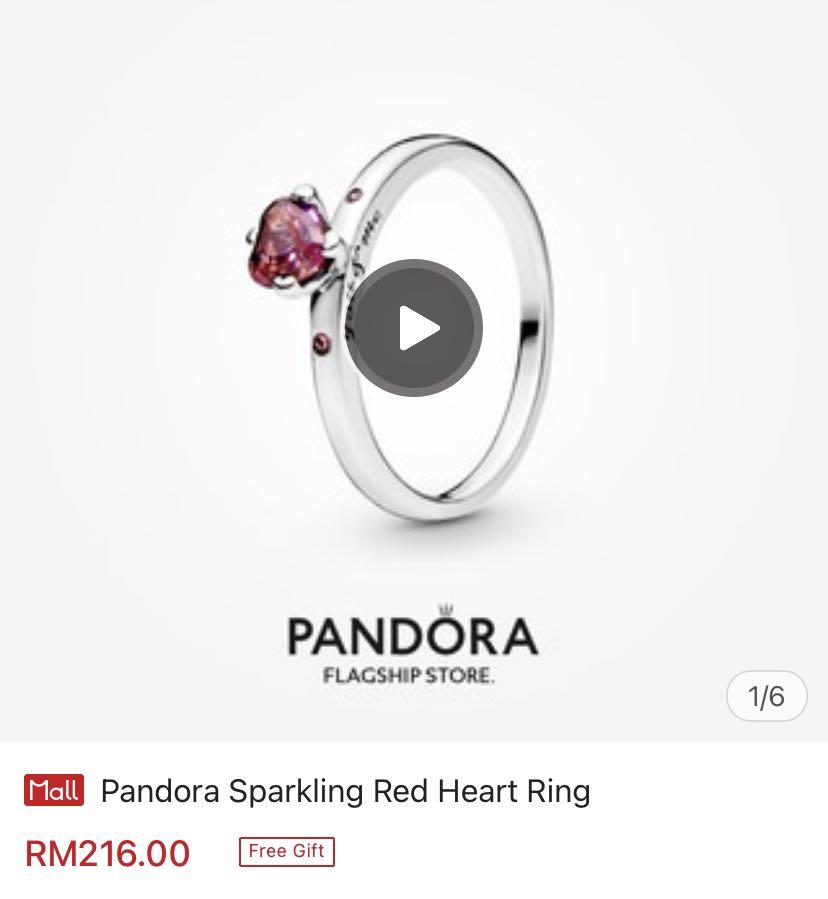 Pandora Sparkling Red Heart Ring 