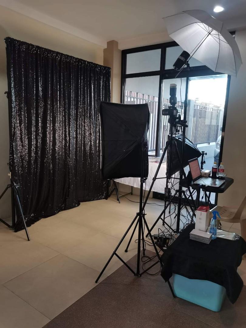 Sequins Photobooth Backdrop with Backing Set (Category: Other Photography Accessories) located in Dasmarinas. Submitted by abbyoutique_online (Listing ID 1170667055, Image 1). Description: If you are looking for a good quality Photobooth Backdrops that can last longer, you are in the right shop. Perfect for all occasions. These can add elegance & extra attractions in your events. Manual Measurements • Dimensions: H 7 feet x W 55-58" • Pole Mount: