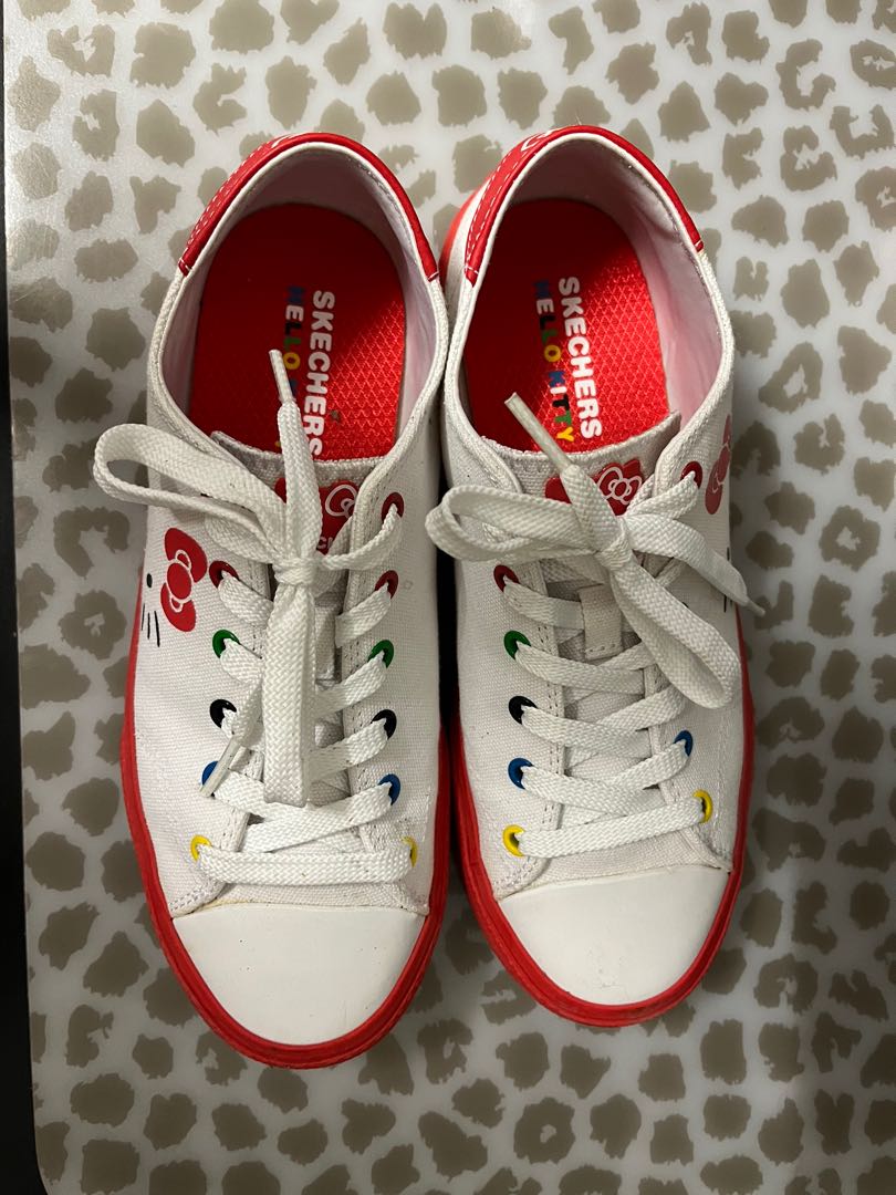 Red and shop white sketchers