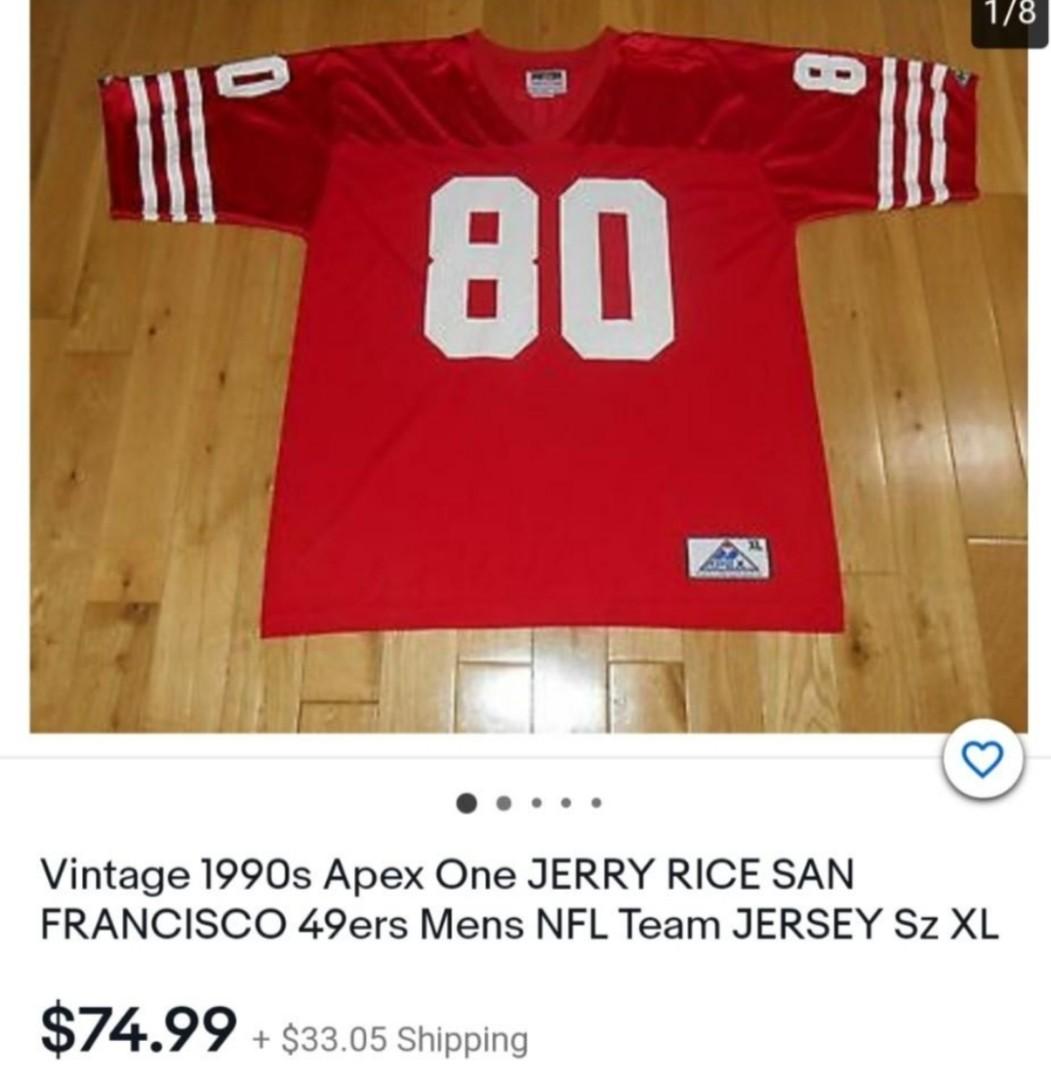 Vintage 90s Adidas Authentic San Francisco 49ers Jerry Rice 80 Jersey 48 XL  Sewn