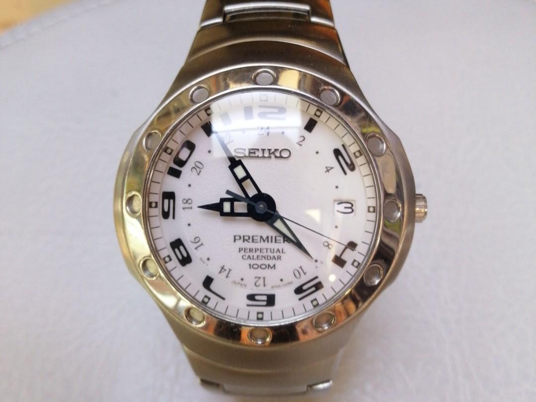 藍寶石水晶面）Vintage Seiko Premier 8F56-00B0 Perpetual Calendar w