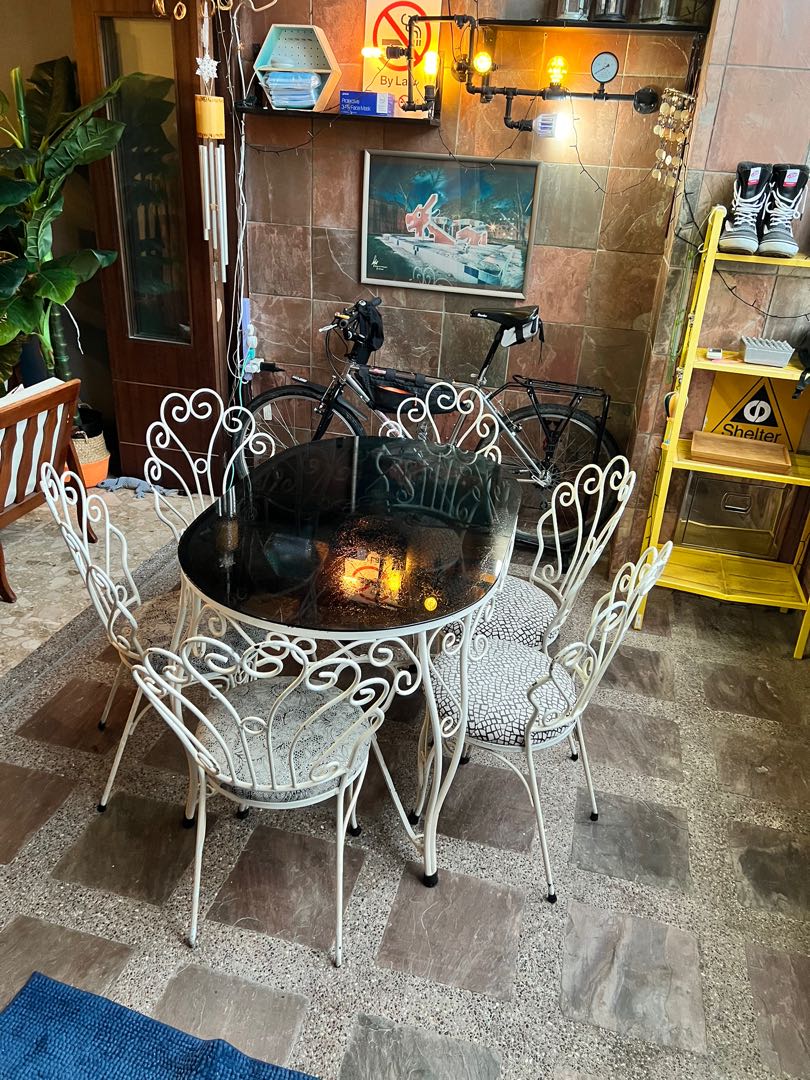 Vintage wrought iron dining set Furniture Home Living