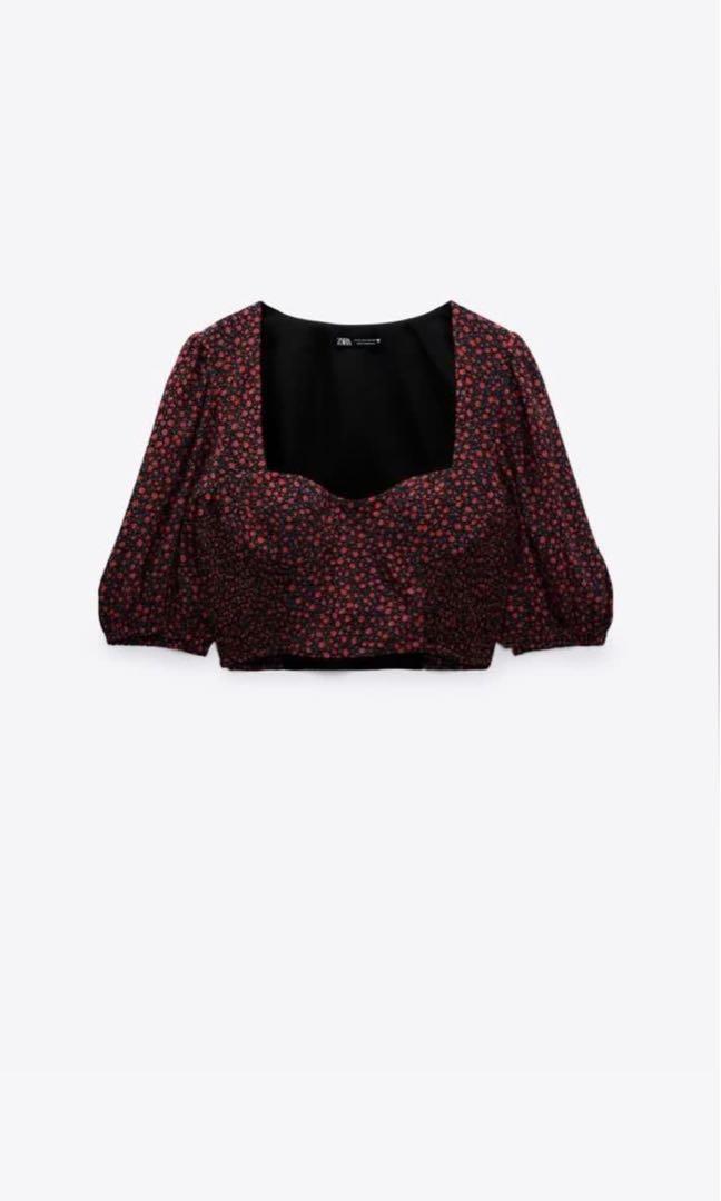 Zara Floral Puff Sleeves Top, Women's Fashion, Tops, Blouses on Carousell