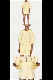 Zara Yellow poplin Romper Dress