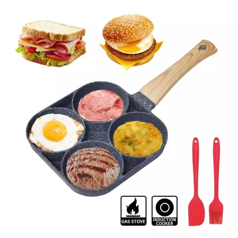 2/4 Hole Frying Pot Thickened Omelet Pan Black Non-stick Egg Steak