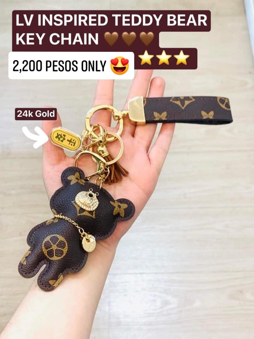 Bear L V Key Chain with 24k Real Gold Bar