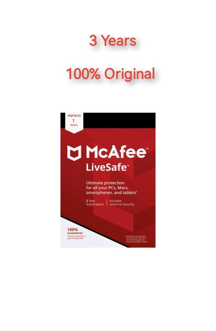3 YEARS McAfee Antivirus LiveSafe Edition 100% Original ...