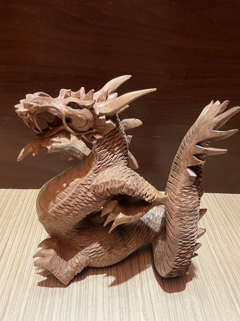木製物 擺件 龍雕刻 骨董品 中國古美術 木製物 擺件 龍雕刻 骨董品 中國古美術