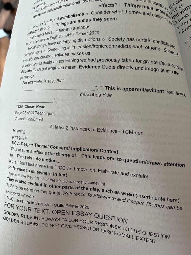 H1 Script Writing A LEVEL H1 LITERATURE WRITING ANSWERING TIPS AND NOTES FOR POEMS AND ...
