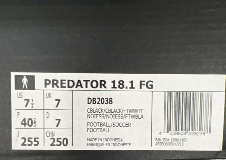 Adidas Predator 18.1 FG GRADE 1 BOOTS US 7 1 2 Men s Fashion