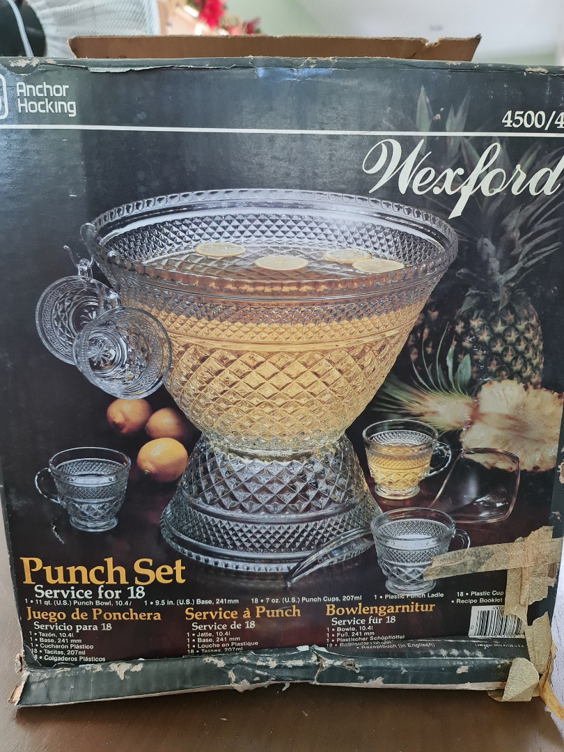 Anchor Hocking Punch Bowl Set, Furniture & Home Living, Kitchenware