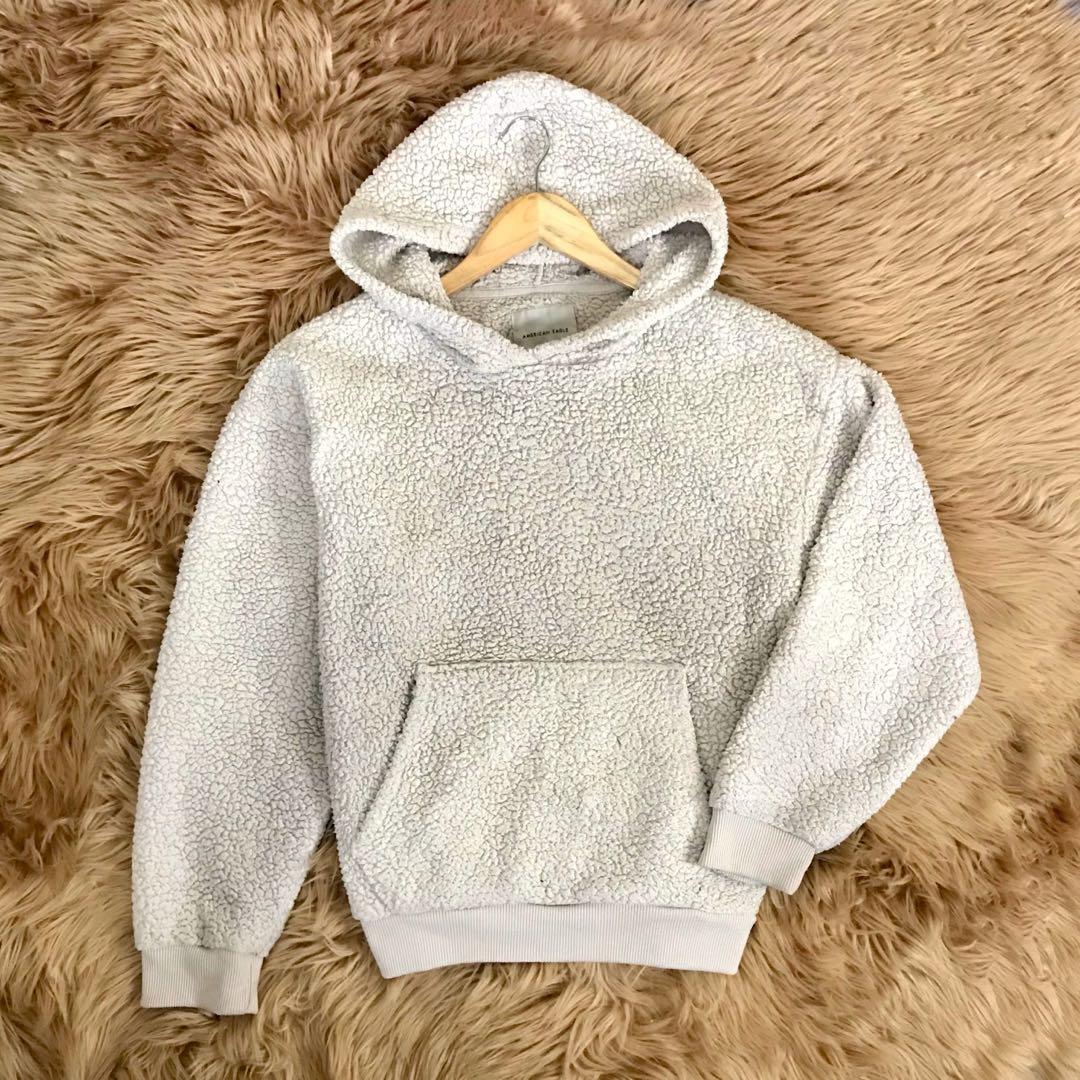 WHITE FUZZY OVERSIZED HOODIE 