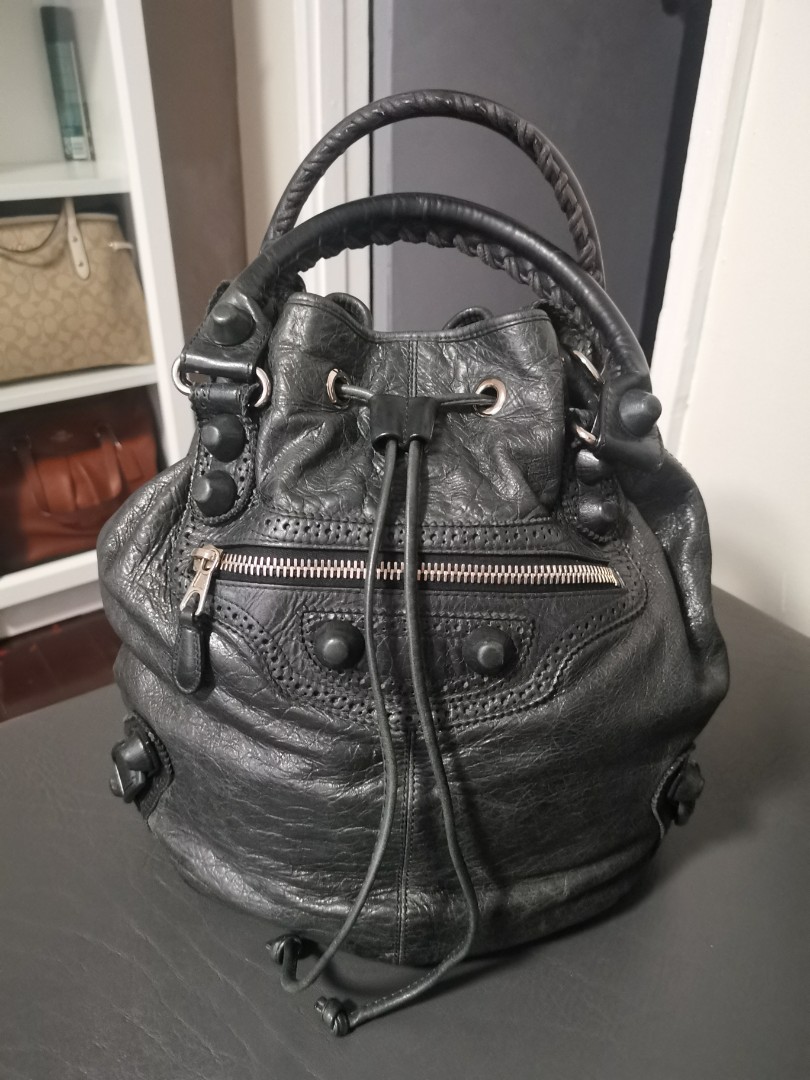 Le Cagole Small Leather Bucket Bag in Black  Balenciaga  Mytheresa