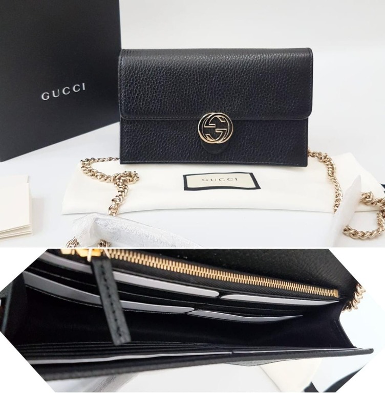 BNIB GUCCI WOC interlocking leather GHW sz 19 x 12 x 3 cm Beige Black