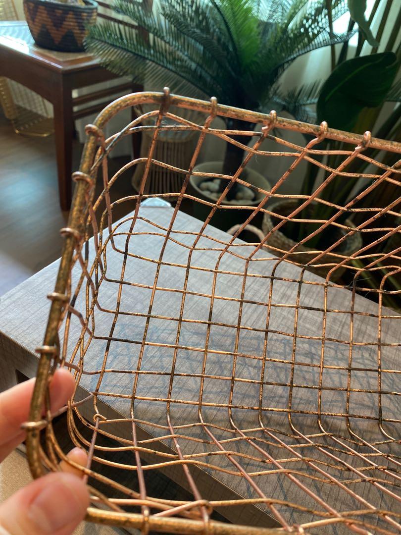 Brass/copper netted storage container, Furniture & Home Living, Home ...