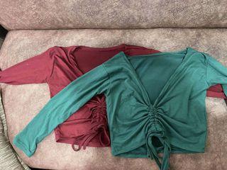 Buy 1 Take 1 Long sleeves Drawstring Crop Top