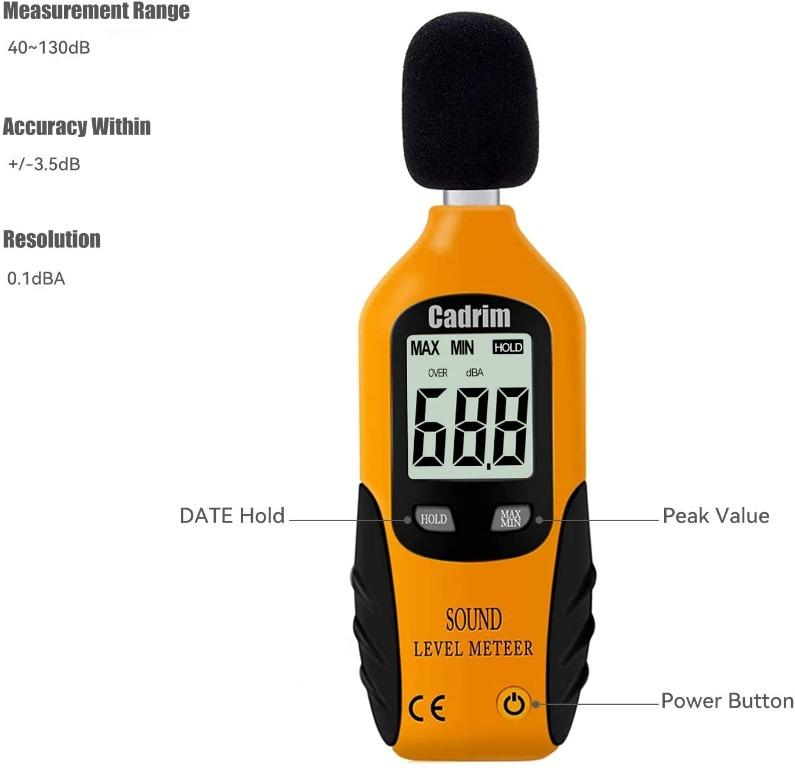 Cadrim Decibel Meter Digital Sound Level Meter, SelfCalibration Decibel Reader, Noise Meter