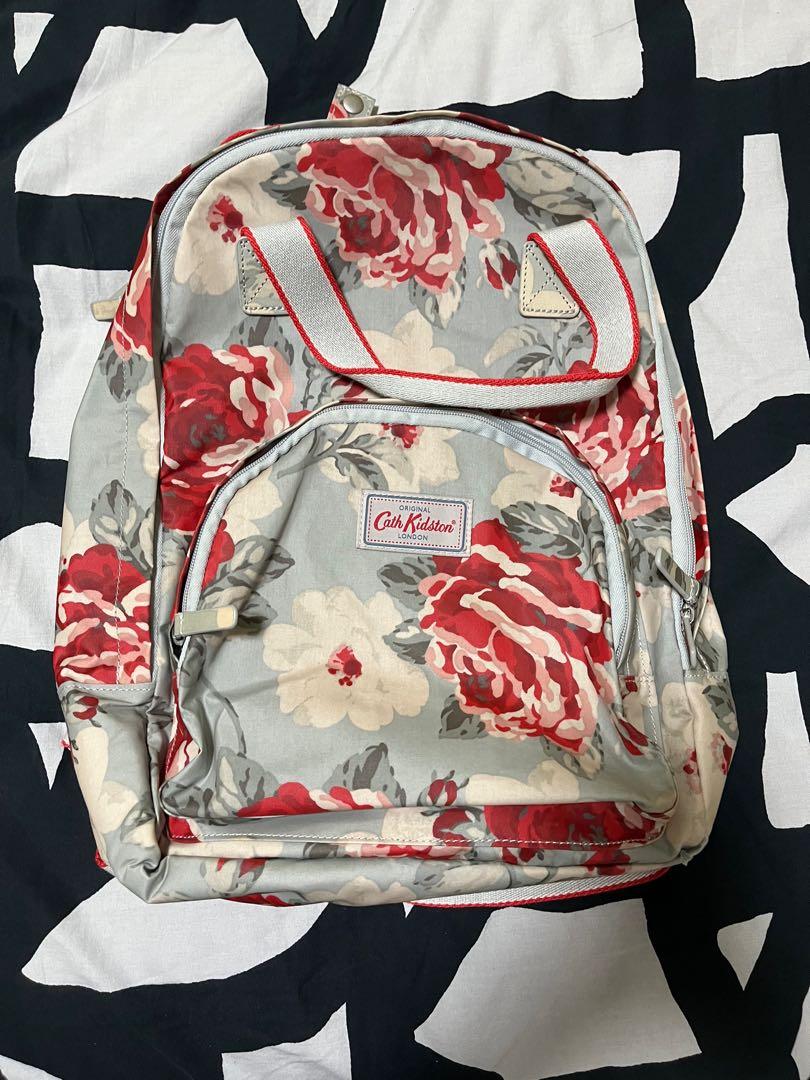 Cath Kidston Rose printed grey bag backpack haversack with laptop compartment