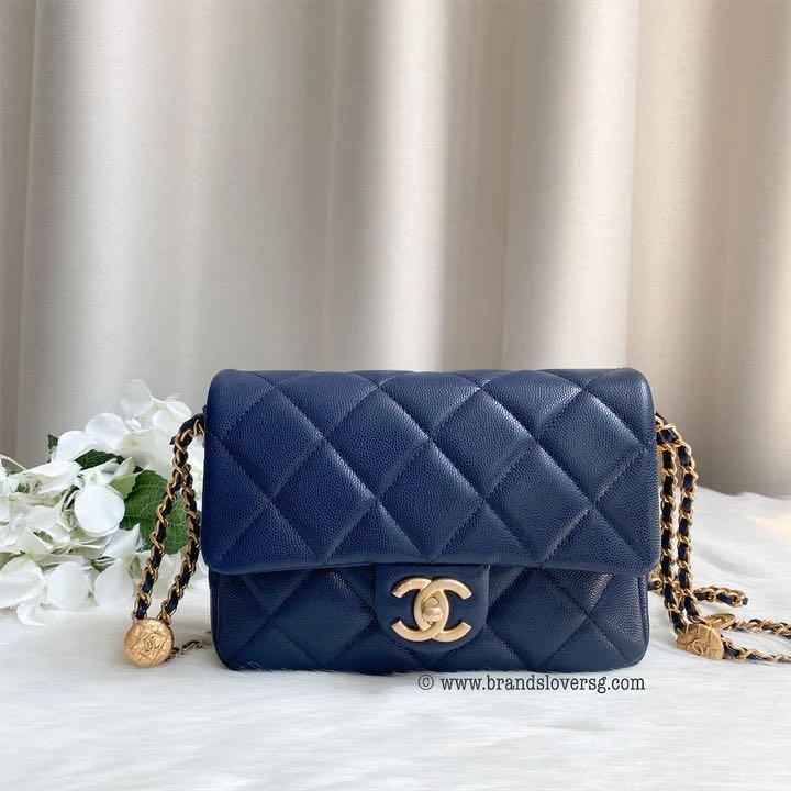 ✖️SOLD✖️ Chanel 22A Twist Your Buttons Small Flap in Navy Caviar AGHW,  Luxury, Bags & Wallets on Carousell