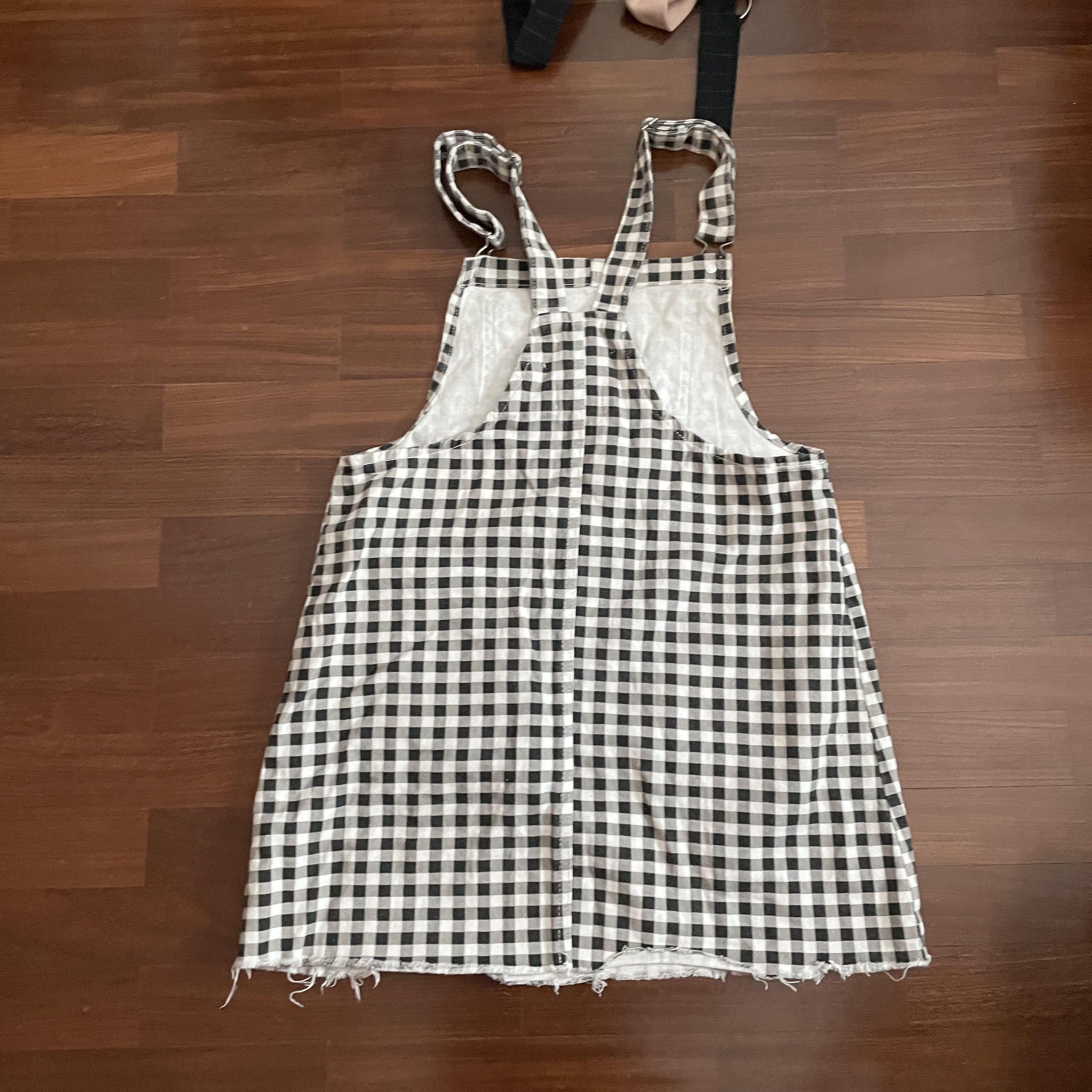 Gingham dungaree top dress