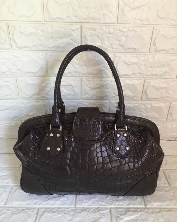 Tas kulit buaya mewah Colombo via della spiga handbag croco preloved