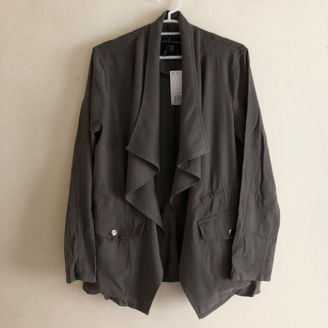 Dorothy Perkins Khaki Open Front Waterfall Jacket Women s Fashion