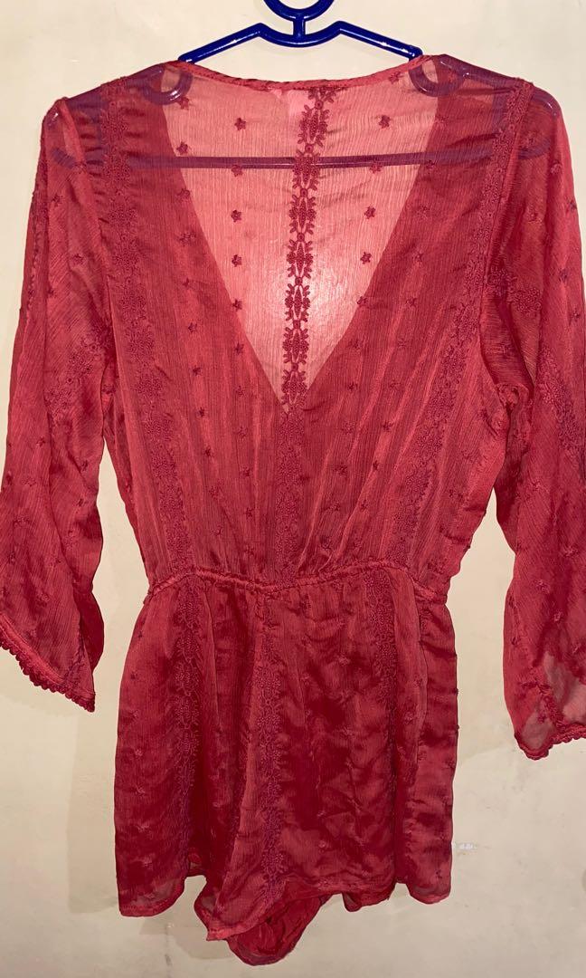 Forever 21 Lace Romper (3/4 sleeves) (Category: Rompers) located in Quezon City. Submitted by rs.declutters (Listing ID 1170739281, Image 3). Description: Excellent quality & very flattering! 😍 Can be used as a coverup at the beach. 👙 Used twice only. No when worn pics. RFS: decluttering *No return, no exchange* *Be a responsible buyer* *For more inquiries on the product, kindly dm seller*.