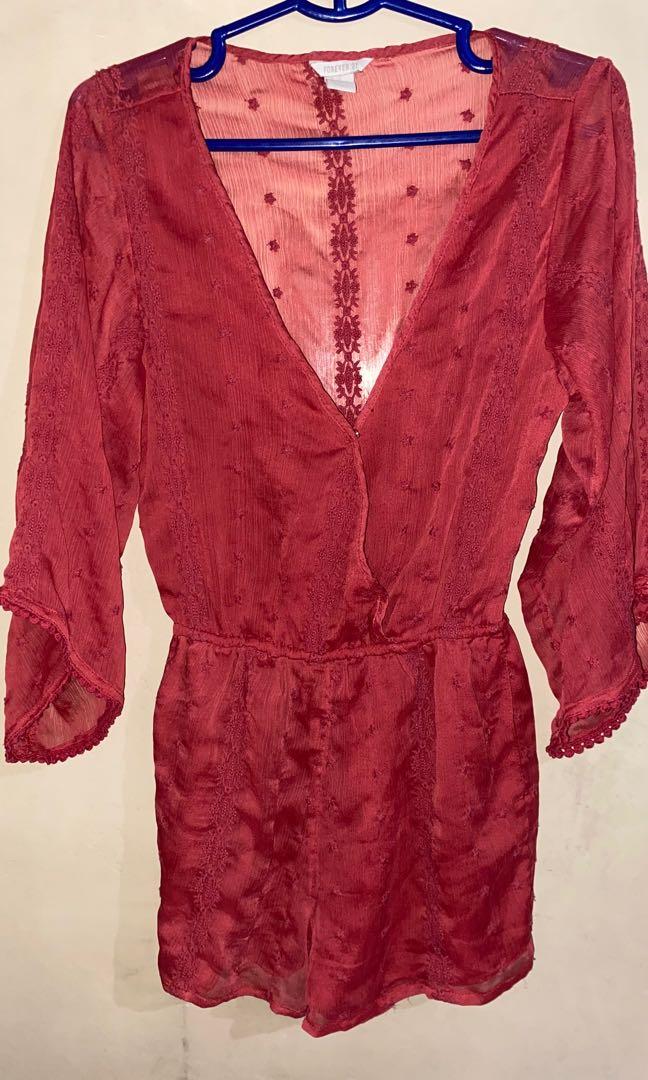 Forever 21 Lace Romper (3/4 sleeves) (Category: Rompers) located in Quezon City. Submitted by rs.declutters (Listing ID 1170739281, Image 2). Description: Excellent quality & very flattering! 😍 Can be used as a coverup at the beach. 👙 Used twice only. No when worn pics. RFS: decluttering *No return, no exchange* *Be a responsible buyer* *For more inquiries on the product, kindly dm seller*.