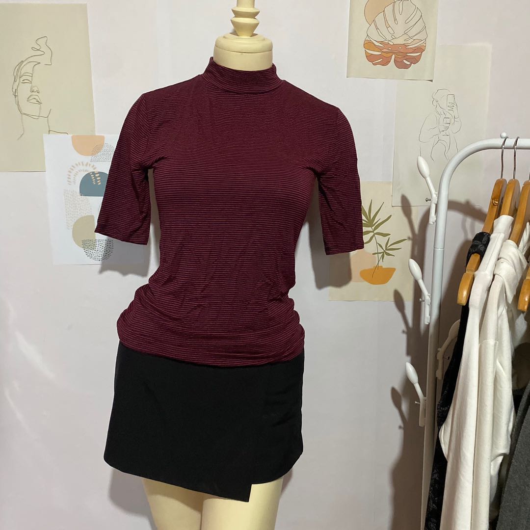 GEORGE mock turtleneck striped top Women s Fashion Tops Shirts
