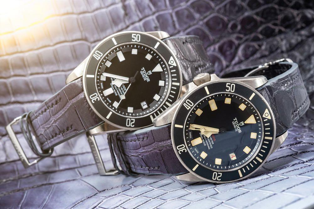 Handmade Handstitched Watch Strap in Ombre Dull Crocodile Leather For Client s Tudor Pelagos Watch M25600TN M25610TNL