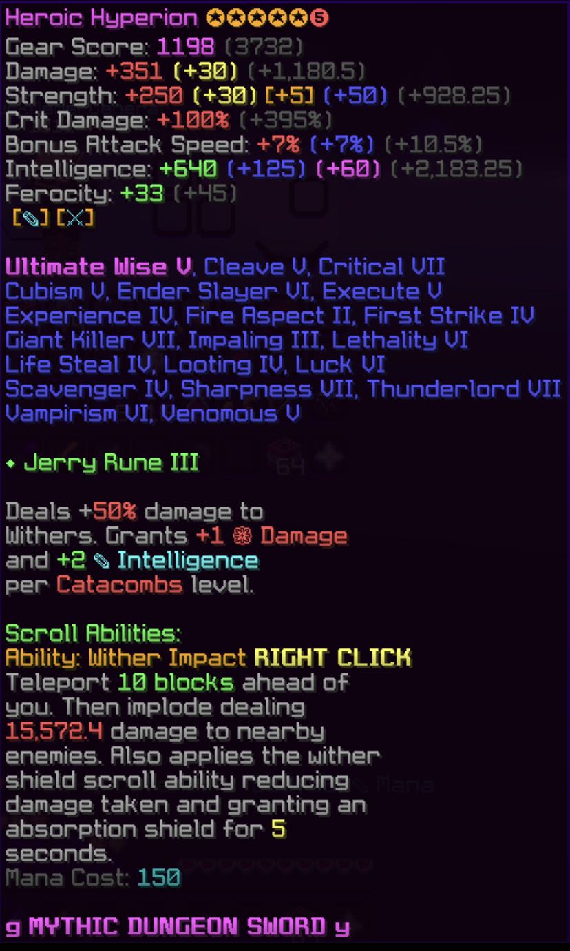 Hypixel Skyblock Hyper Maxed Mage Setup (Hyper Maxed Hyperion and Maxed