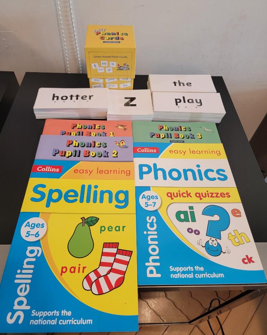 Jolly Phonics flash cards + Phonics and spelling Exercise books, 興趣及遊戲