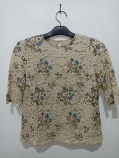 Kebaya blouse brukat mocca coklat soft brown milo flower aesthetic