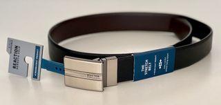 KENNETH COLE REACTION REVERSIBLE BLACK / BROWN STRETCH LEATHER BELT SMALL 30-32 - SALE