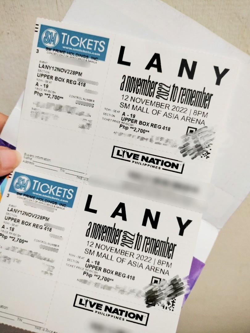LANY concert tickets, Tickets & Vouchers, Event Tickets on Carousell